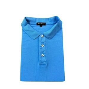 Paul Stuart Blue Current Cotton Soft Cotton S/S Polo Shirt Size XL